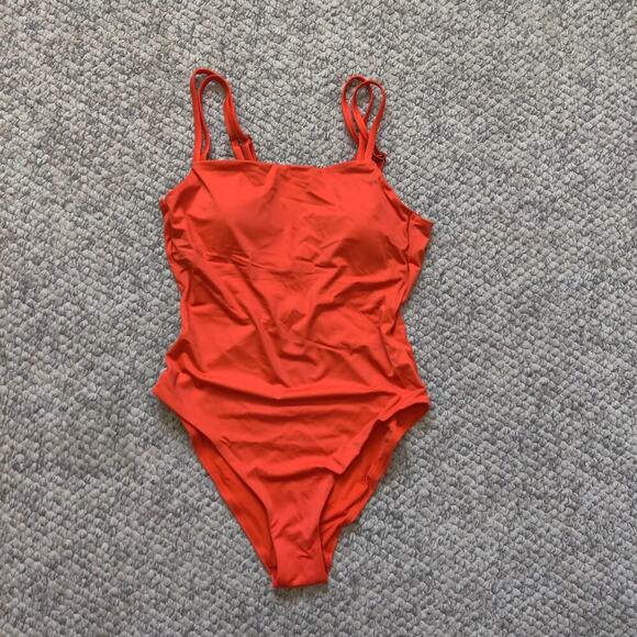 Andie One Piece Swimsuit Rokaway Sire Orange Square Neck Sz M Swimwear - Picture 3 of 4